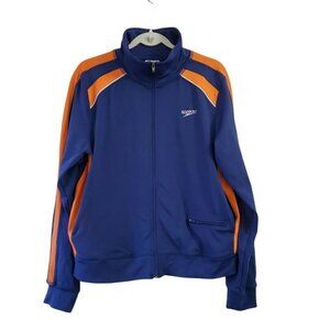 Speedo Track Jacket Womens XL Blue‎ & Orange Zip-Up Stretch Outdoor